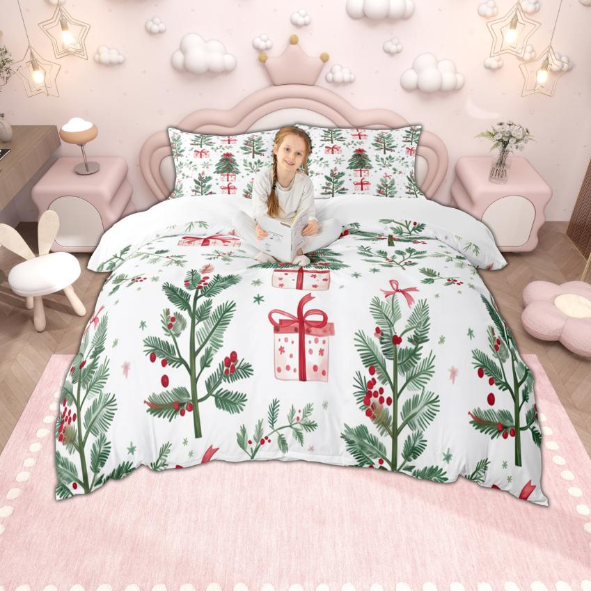 Homewish Girls Boys Christmas Duvet Cover Set, Kawaii Snowman Santa Claus Bedding Set, New  Theme Quilt Cover Set