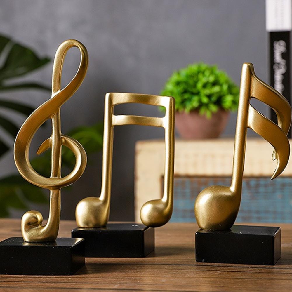 Gilded Minimalist Musical Staff Resin Ornament | Wine Cabinet/TV Console/Piano Top/Office Desktop