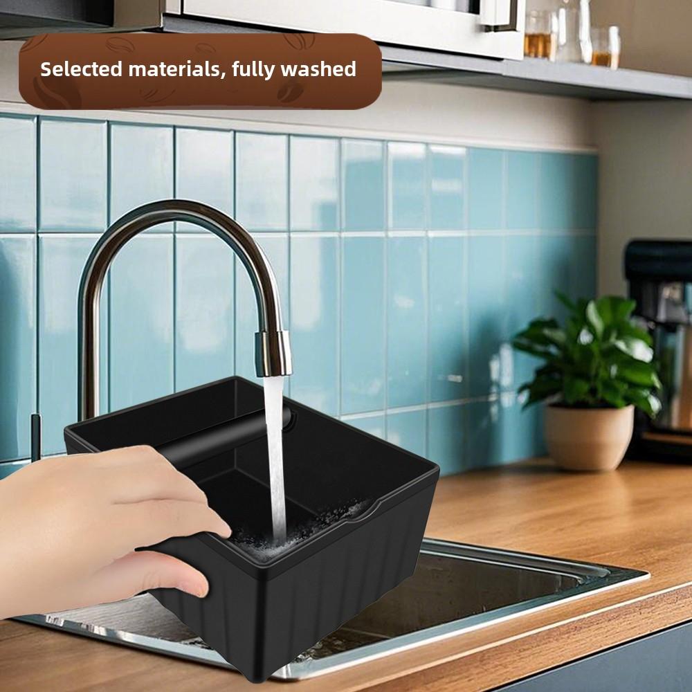 Espresso tapping box, coffee grounds tapping box, with tapping rod and non-slip rubber base, barista espresso tapping box(Black)