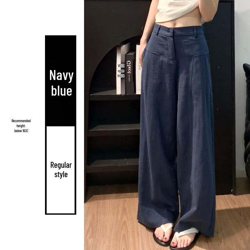 

Женские брюки от костюма Petite XS, темно-синие, прямого кроя, широкие от бедра, стиль Old Money, весна и осень, длина 145 см XS (recommended 60-79 jin)