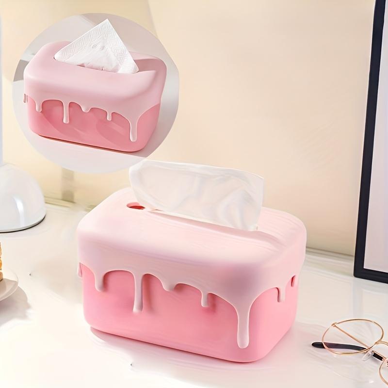 1 pz Copertura Decorativa per Scatola di Fazzoletti Stile Morbido, Meccanismo a Molla, Non Lavabile, Plastica, Forma Quadrata con Design Gocciolante per Decorazione Casa Bagno