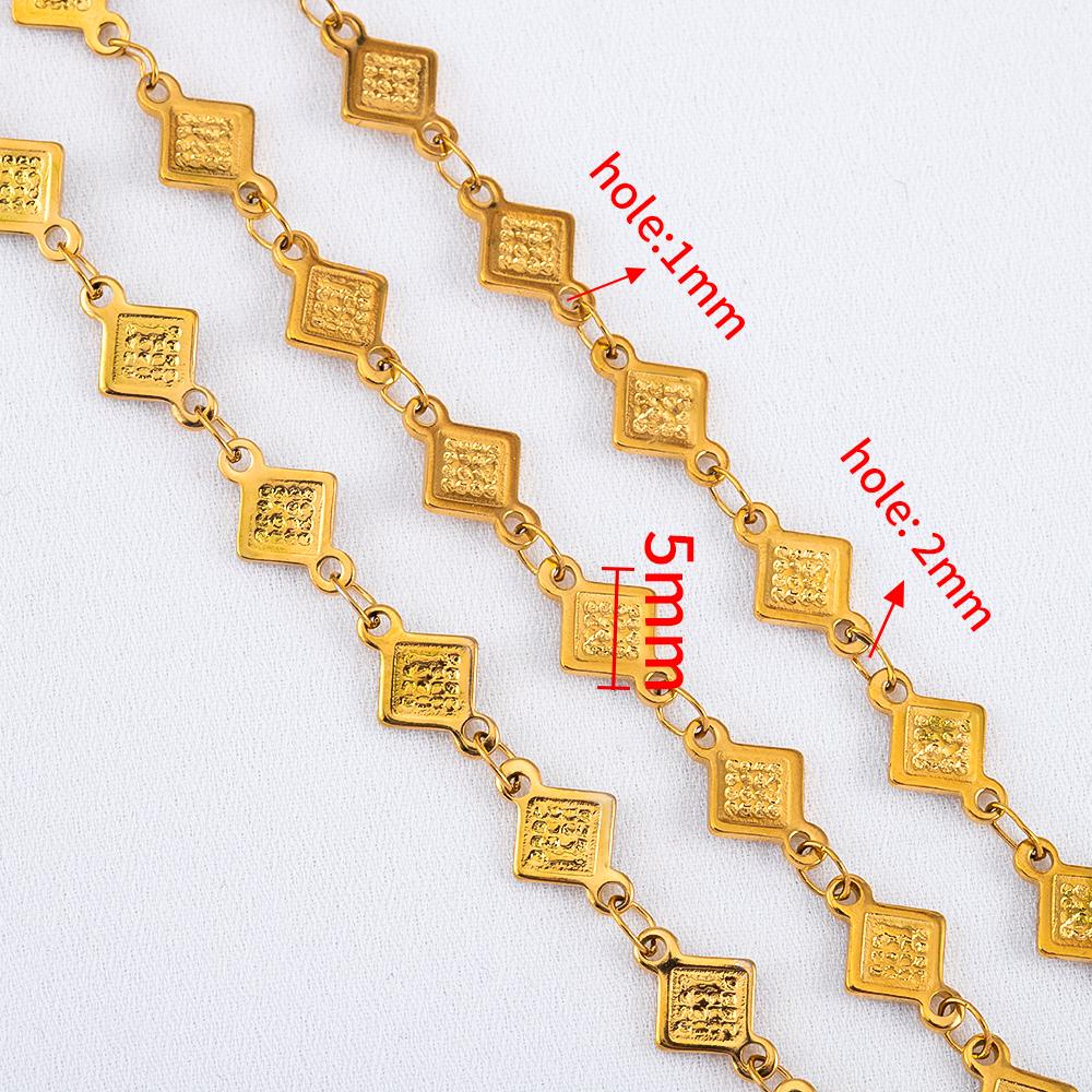 0.5M 1M Geometry Striped Square Necklace Chain Stainless Steel Circle Link Chains DIY Women Bracelets Jewelry Making Body Chain