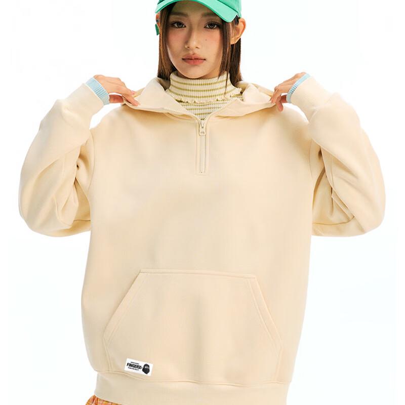 Fingercroxxit Fleece Lined Half-Zip Hooded Sweatshirt