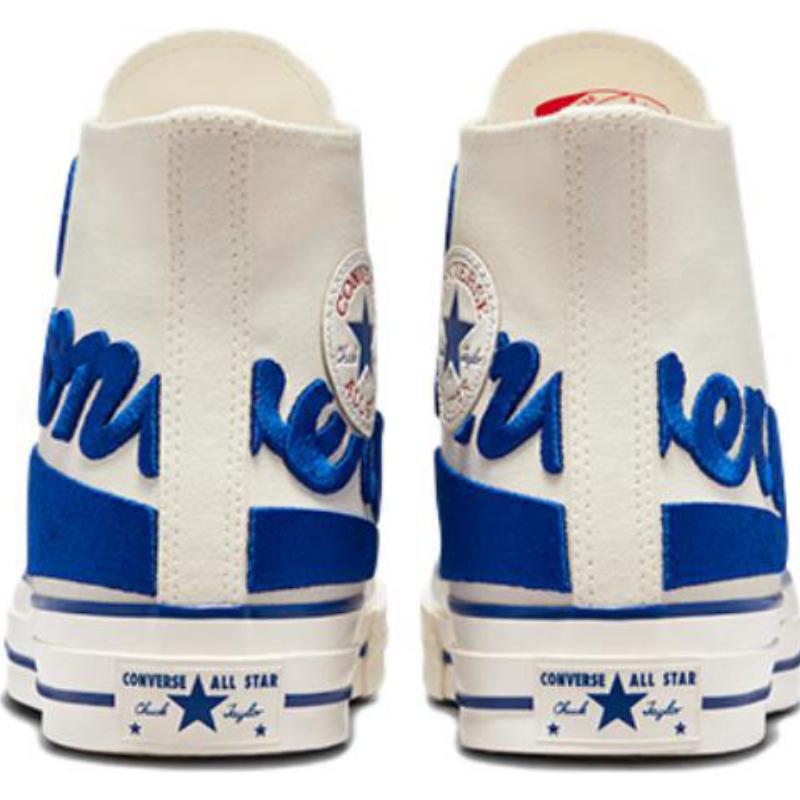Converse 1970s Chuck Taylor All Star Classic Trend High-Top Canvas Shoes Unisex Milk White Blue