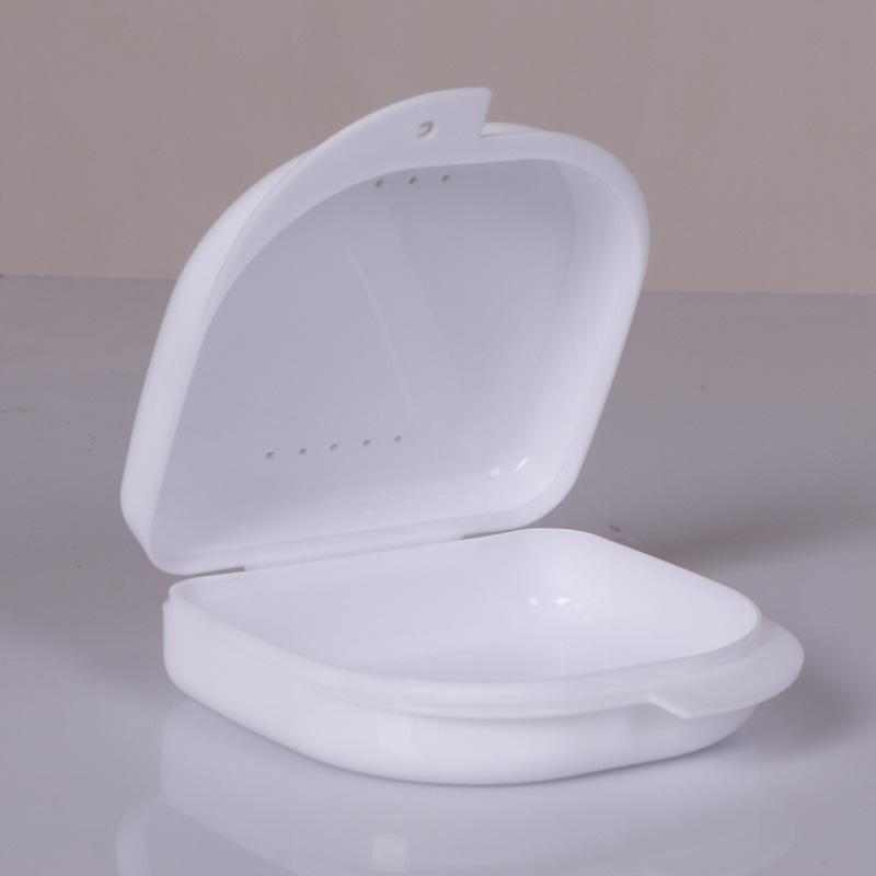 Compact Blue Plastic Denture Cleaning Storage Box with Ventilation Holes