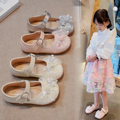Girls Princess Shoes Shining Crystal Shoes 2025 Spring New Children's Shoes Soft-soled Leather Shoes Little Girl Dress Shoes