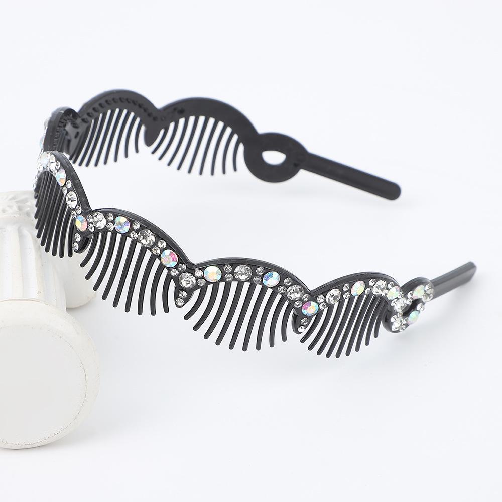 Korean Japanese Wave Bangs Clip: Rhinestone Non-slip Headband with Wide-edge Design