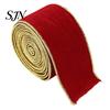 Gold Edge Ribbon for Trees Velvet Christmas Ribbon, 2.5 x 78 Inch Wired with Edges Gift Wrapping, Bow Making, DIY Crafts, Garland, Wreath, Tree Decor
