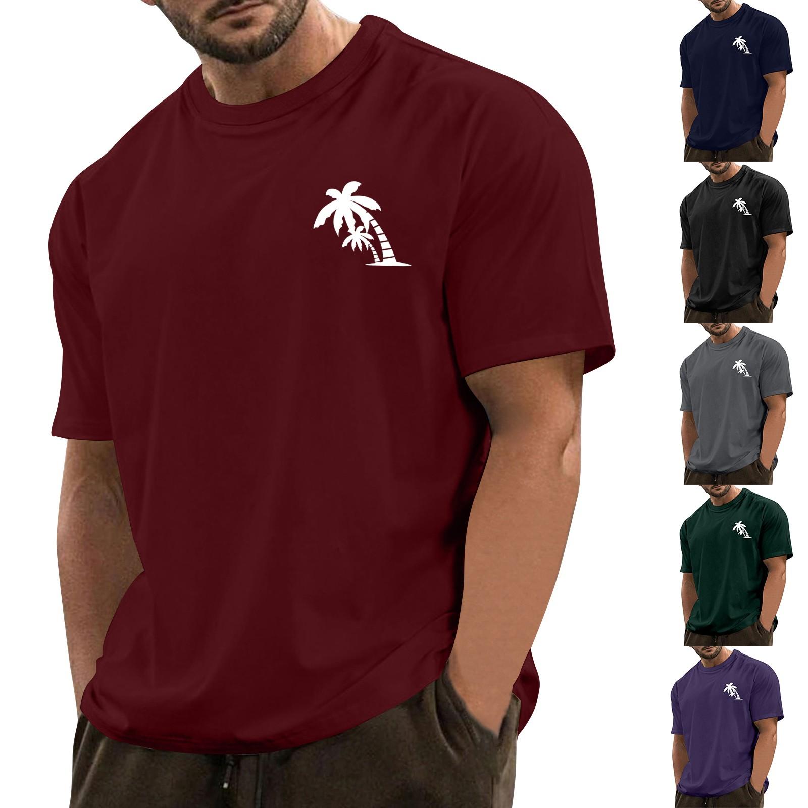 

Мужская модная повседневная футболка с круглым вырезом и короткими рукавами с гавайским принтом L