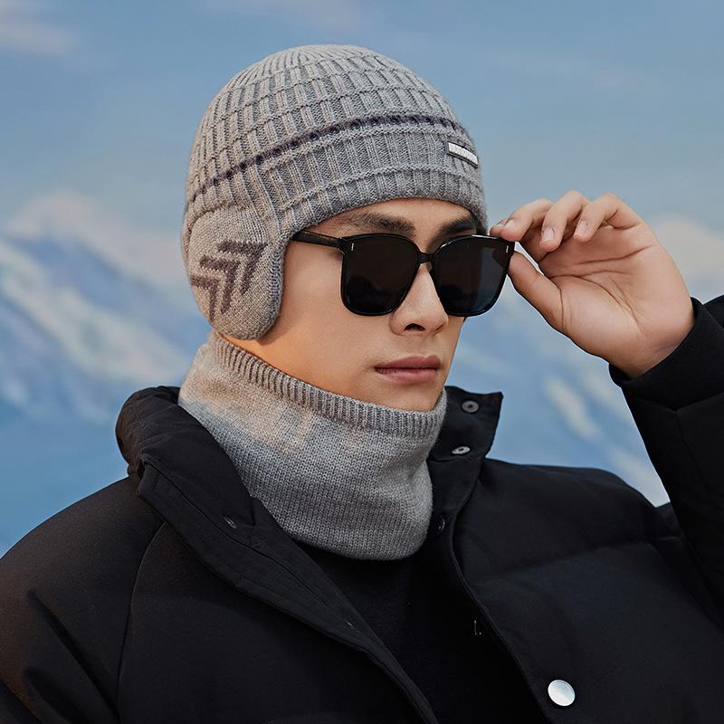 

Вязаная шапка Мужская Зимняя Уличная Плюс Бархатная Вязаная Шапка Утолщенная Вязаная Головная Шапка Шерстяная Шапка Теплая Шапка-Пуловер Модная one size