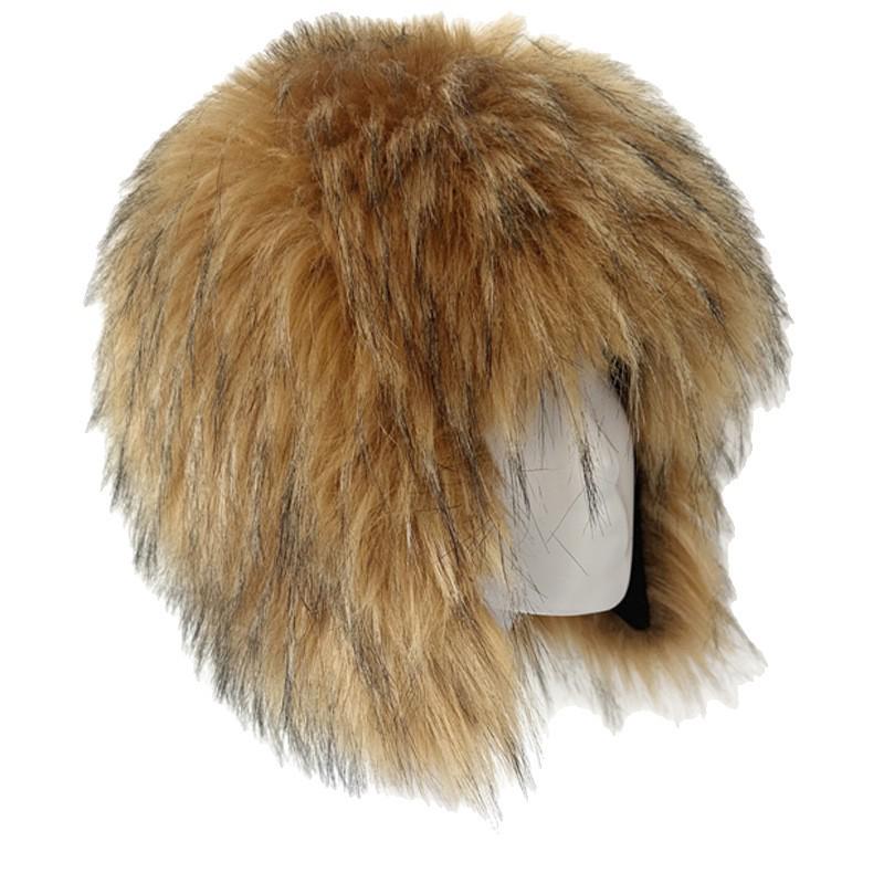 Cappello da Donna di Alta Gamma in Morbida Pelliccia Sintetica di Procione con Protezione per le Orecchie - Stile Secchiello Autunno/Inverno