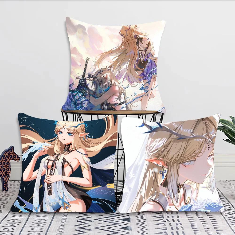 Cartethyia Anime Game W-Wuthering Waves Pillow Case Square Pillow Bedroom Sofa Leisure Comfort Living Room Home Decoration 40X40