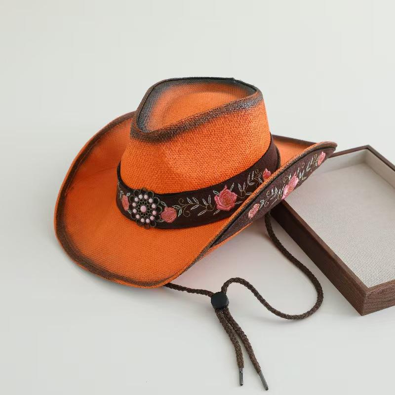 

Embroidery Accessories Straw Cowboy Hat for Women and Men – Western Sun Hat for Country Concert Rodeo and Cowgirl Outfits 56-58CM
