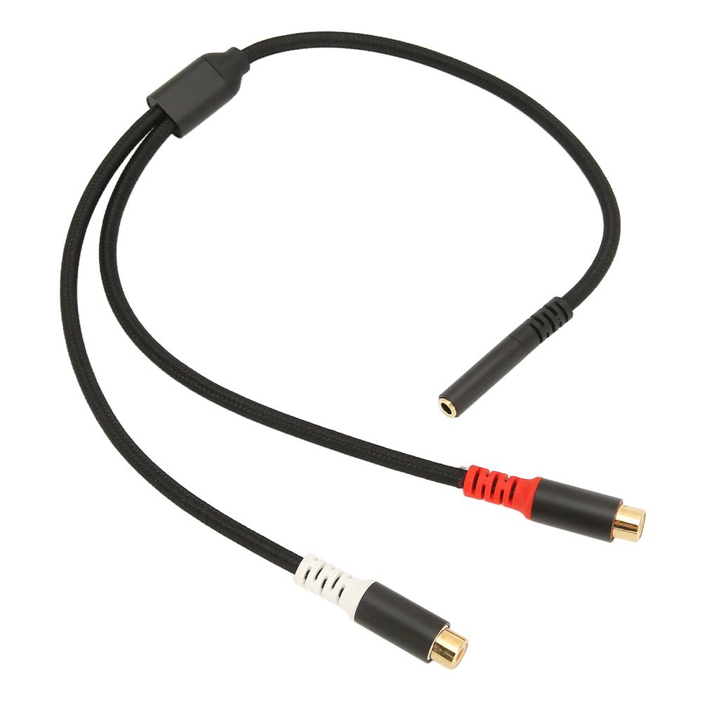 💰Kjøp 3.5mm Female to 2 RCA Female Cable 2 Way Transfer 24K Gold Plated