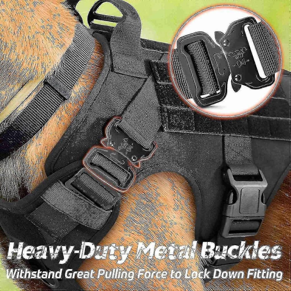 Tactical Dog Harness And 4ft Bungee Leash, Military Dog Harness Set For Large Medium Dogs, Hunting