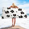 Schwarzes Blumen-Strandtuch Einseitiger 2D-Druck Schnelltrocknendes Mikrofaserhandtuch für Damen für Strand, Pool, Bad Minimalistische Ästhetik