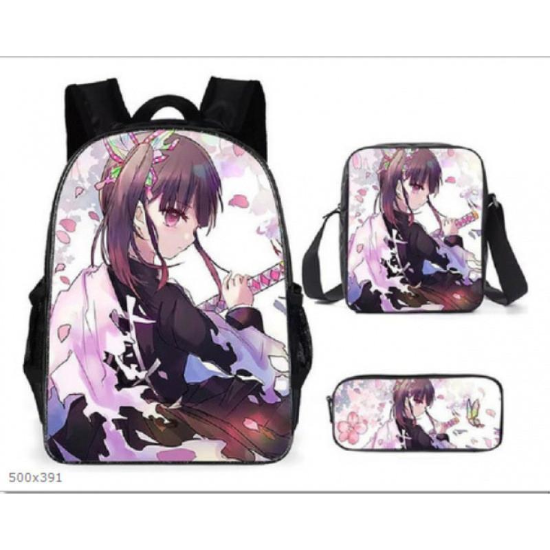Demon Slayer Kimetsu No Yaiba Backpack Set With Breathable Polyester For School And Travel