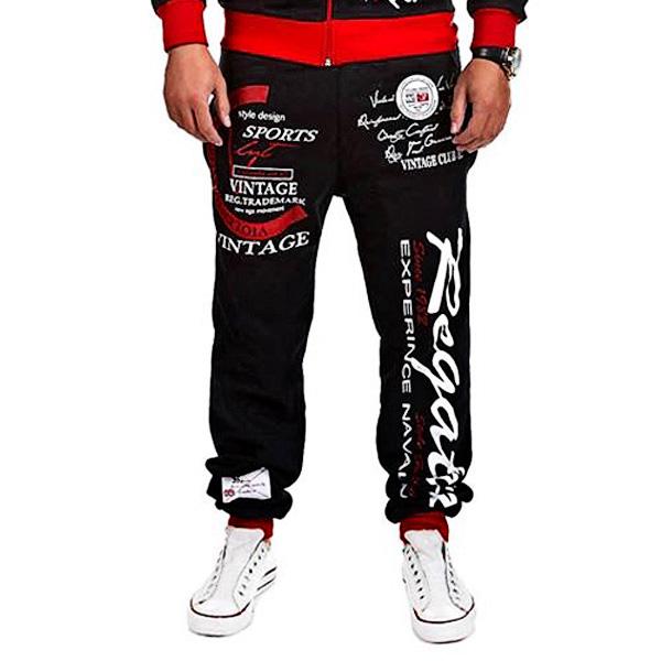 Autumn Men's Fashion Stitching Pantd Letter Printing Loose Drawstring Sweatpants Jogging Active Pants