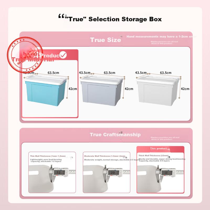 Qingye Mu Large Plastic Storage Box with Wheels, 95L Capacity, Blue, 1 Piece