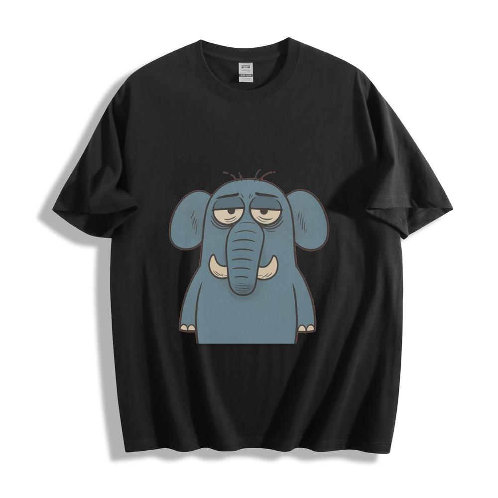 Sleepy Elephant Cartoon T-Shirt - Adorable Tired Wildlife Unisex Tee