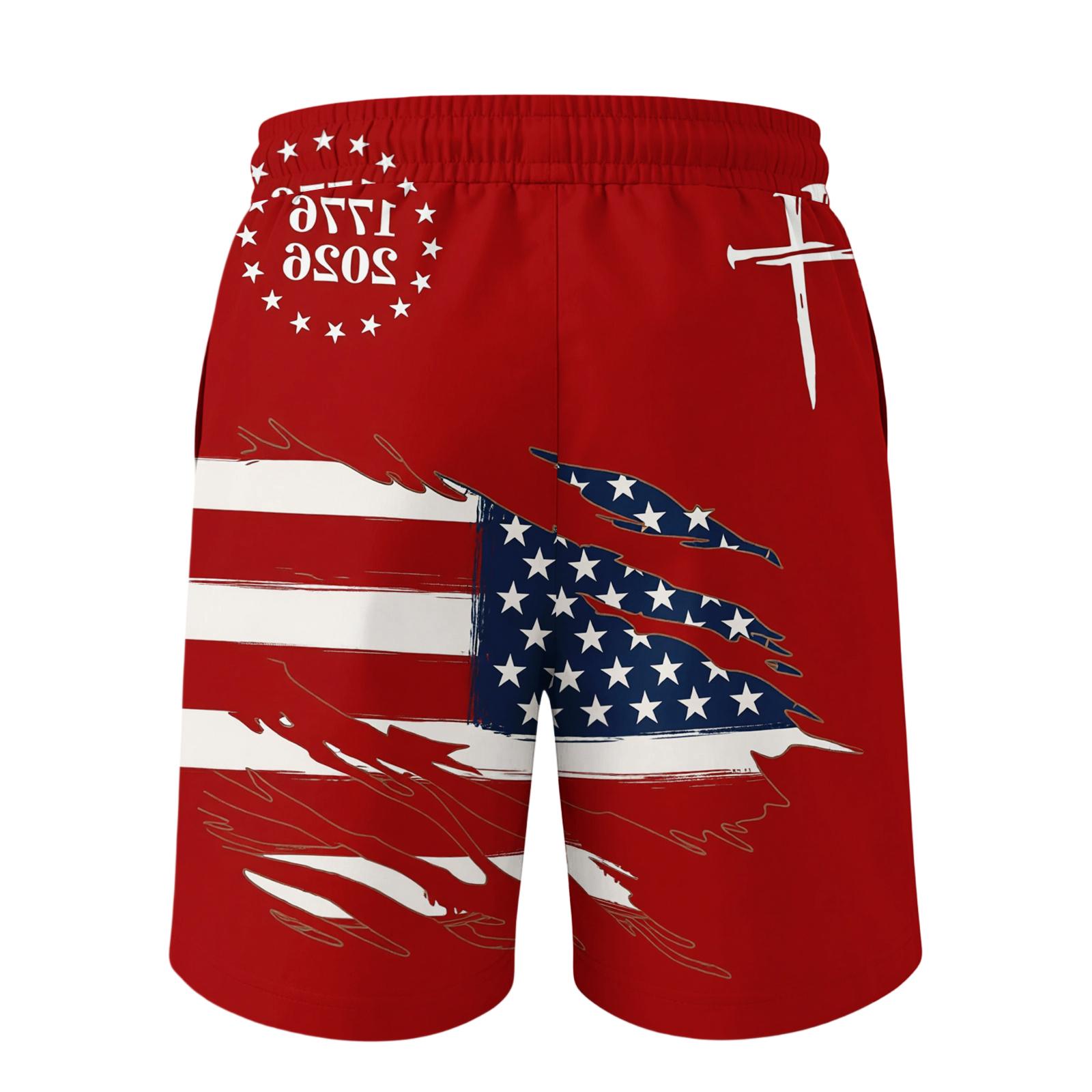 

Men s Independence Day Printed Casual Drawstring Waist Shorts XL