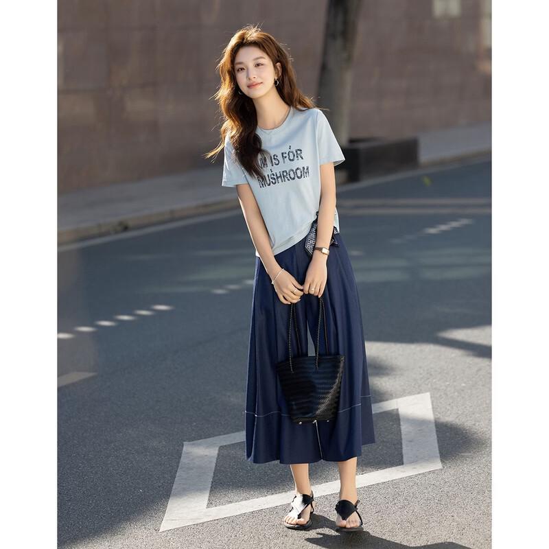 Women's Sorona Detachable Scarf Letter Print Short Sleeve T-Shirt