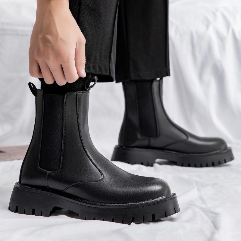 Men's High-Top Chelsea Boots: British Style Martin Leather Boots for Autumn/Winter