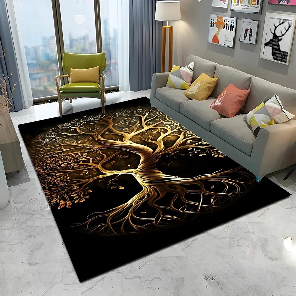 Viking Noorse Yggdrasil Levensboom Tapijt Vloerkleed voor Huis Woonkamer Slaapkamer Bank Deurmat Decoratie, Kinderkamer Vloerkleed Antislip Vloermat