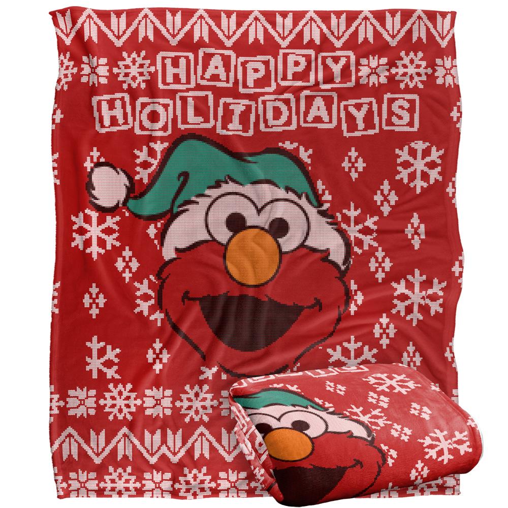 Sesame Street Silky Christmas Sweater Elmo Supersoft Blanket