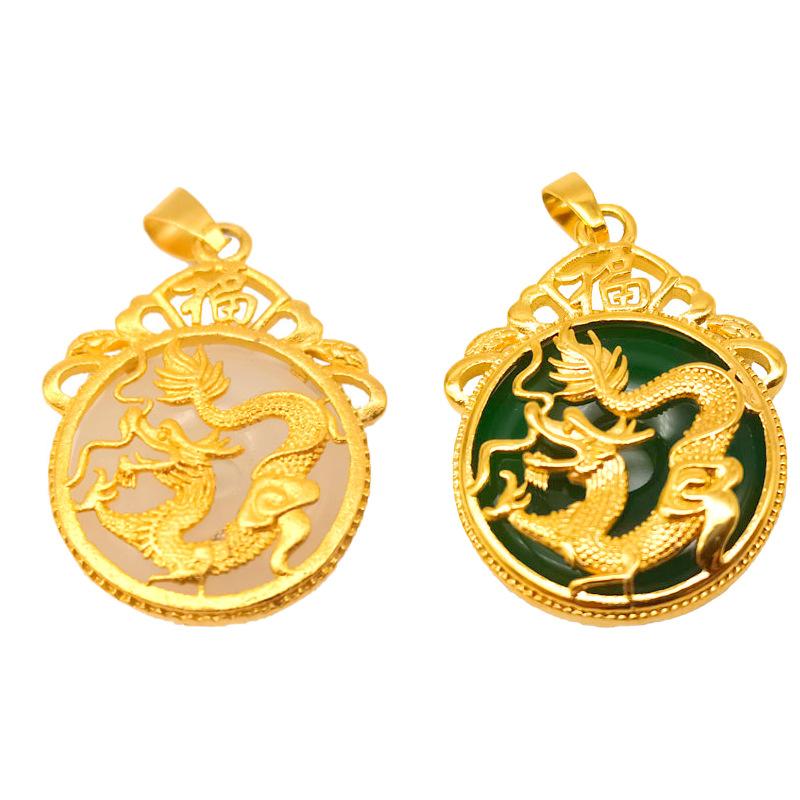 

100% чистое золото 24 карата, безопасная пряжка «Летающий дракон», винтажная подвеска с благоприятным драконом, подвеска Fuzi