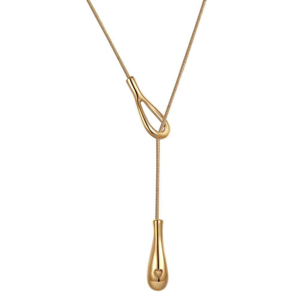 Water Drop Pull Type Long Necklace for Women New Advanced Collarbone Chain Accessory Sweater Chain Jewelry