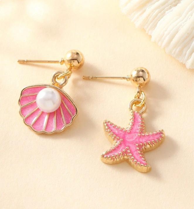 Trendy Imitation Pearl Earrings for Women Geometric Starfish Earrings Wedding Jewelry