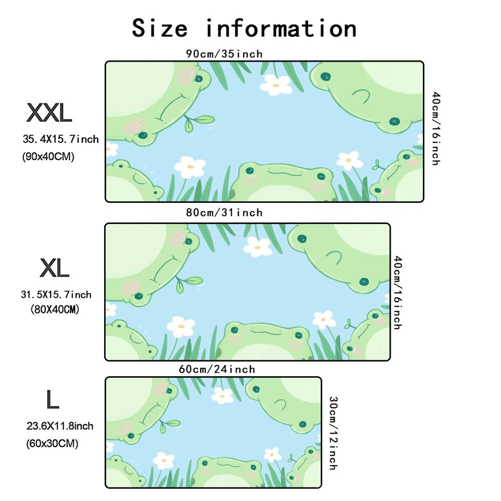Cute Cartoon Frog Mouse Pad XXL Large Gaming Accessory Deskmats HD Non-Slip Rubber Computer Keyboard Mat Office Laptop Mousepad