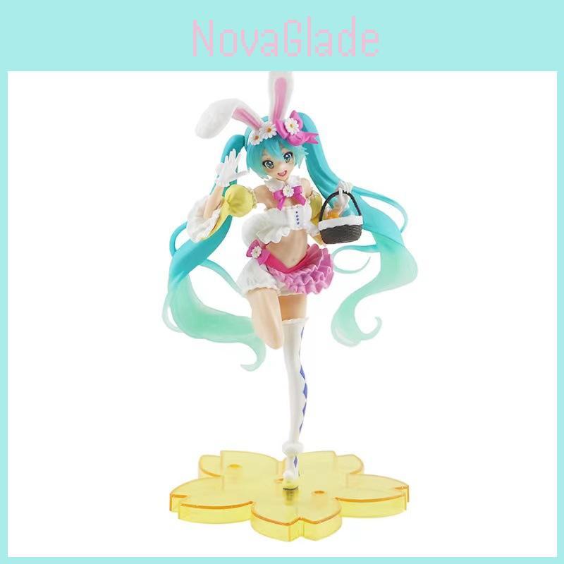 Hatsune Miku Figure Rabbit Ears Spring Ver. Pink Pvc Ornament Gift Collectible 23cm
