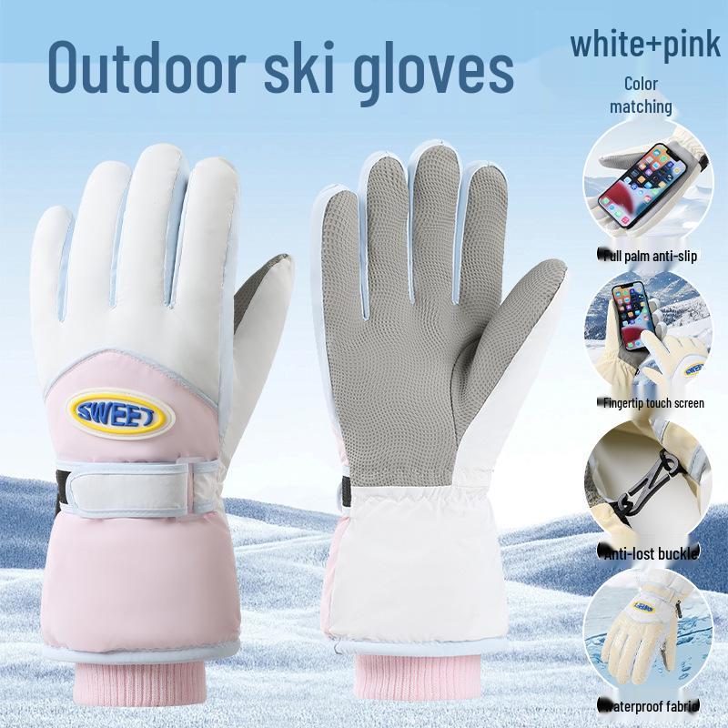 Unisex Winter Skihandschuhe: Samtgefüttert, Touchscreen-kompatibel, Winddicht und Kälteschutz für Outdoor-Sportarten