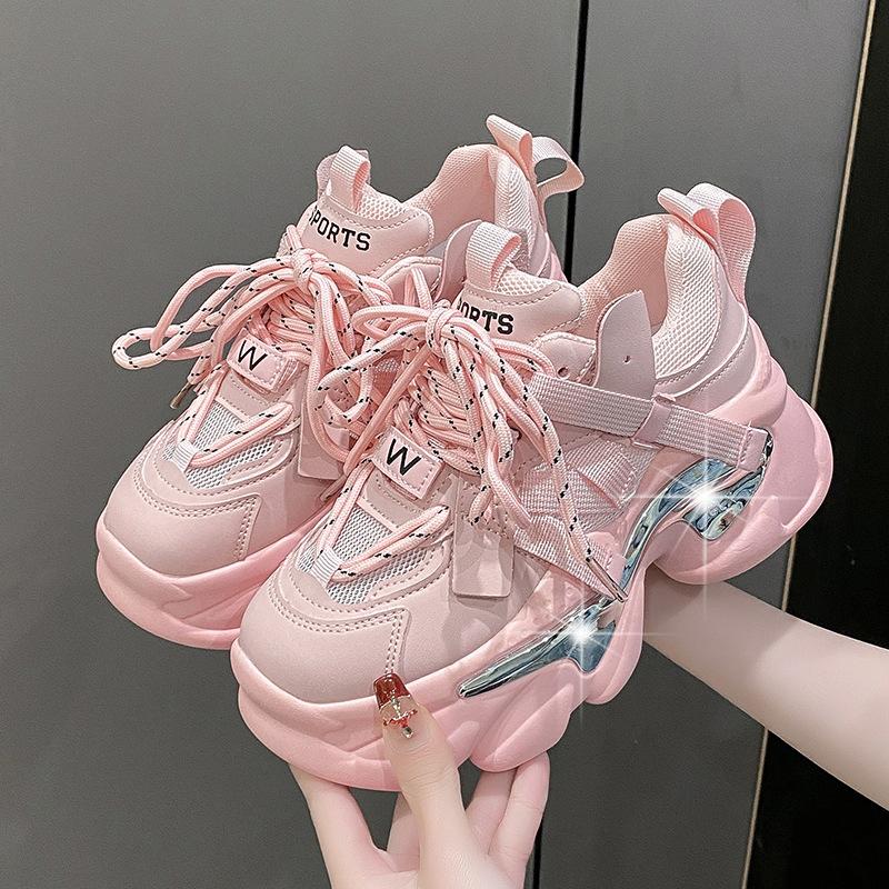 

Daddy shoes women s 2025 new small thick-soled pink fried street versatile Hyunya style shoes sports and leisure shoes 40 розовый