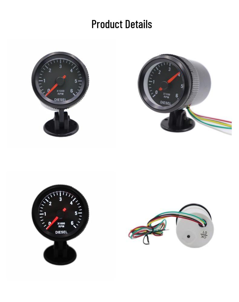 2-Inch 52mm Diesel Vehicle Tachometer, 0-6000 RPM, 12V Car Gauge