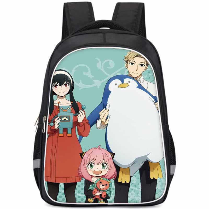 Geräumiger Spy Family Rucksack für Kinder Leichte Oxford-Stoff Schultasche