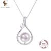 Seulement 925 Sterling Silver Freshwater Natural Pearl Pendant Necklace with Zircon Elegant Flower Design Fine Jewelry for Women