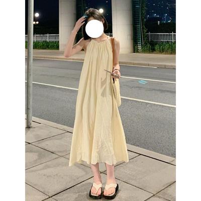 Neck Suspender Dress Children Seaside Long Dress Fairy First Love French Temperament High Sense Summer New Skirt