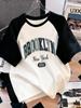 Retro Brooklyn New York 1898 Vintage Muster Design Druck Oberteile Amerikanischer Stil Damen Raglanärmel T-Shirt Lässiges T-Shirt Femme