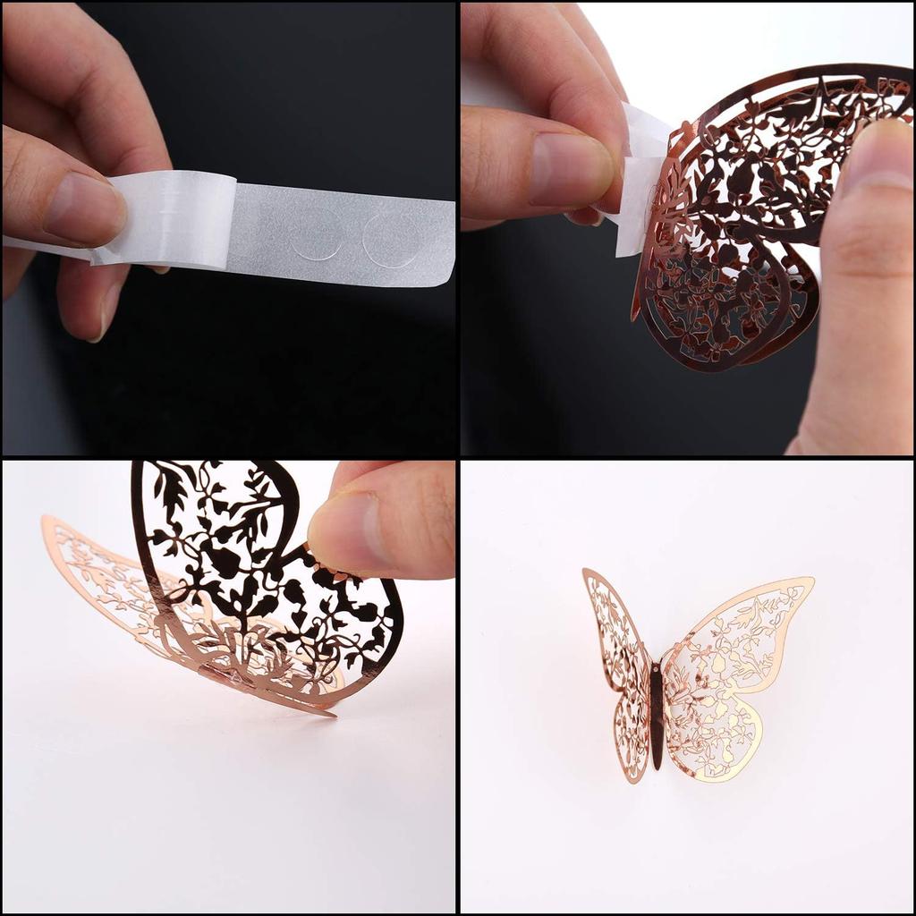 Calcomanías Mariposas Colores Decoraciones De Mariposa 3D - 24 Piezas Rosa Para Pared Con Cinta Doble Cara - Fiestas Y Cumpleaños Decoración Mariposas Pared