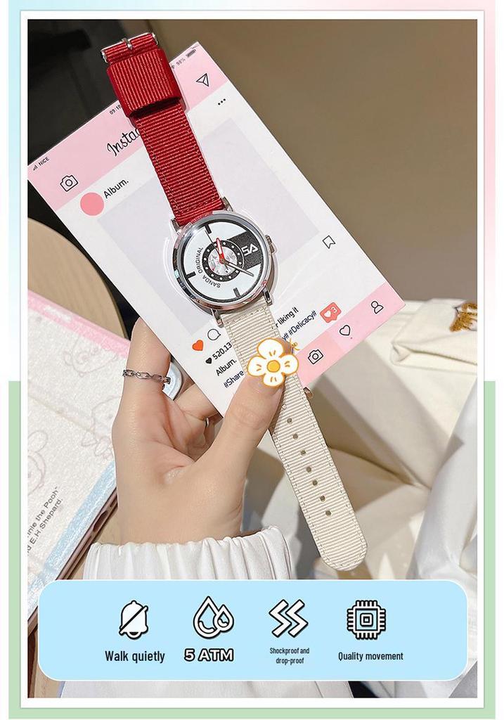 Sanda Nylon Strap Quartz Watch - Simple, Thin, Creative Dial, Waterproof, for Students and Sports