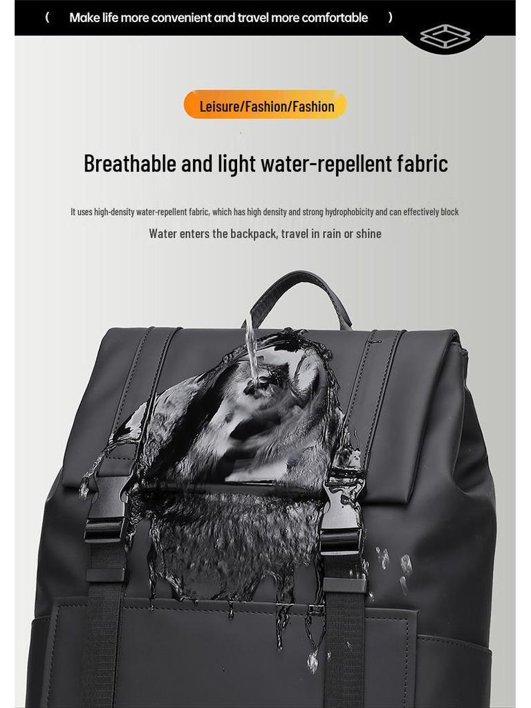 Men's High-End Business Laptop Backpack - Solid Color, Fashionable, Versatile for Students and Professionals