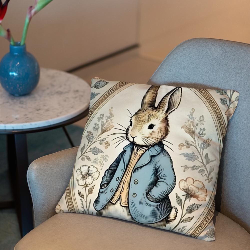 P-Peter Rabbit printing Cushion Cover 2-in-1 Reversible Plush Pillow Cover | Car/Sofa/Bed | Perfect Gift
