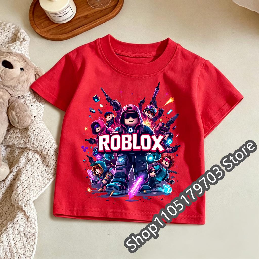 2026 Roblox T Shirt for Kids Summer Fashionable Short Sleeve Tee Boys Girls Casual Gaming Print Soft Childrens Tops