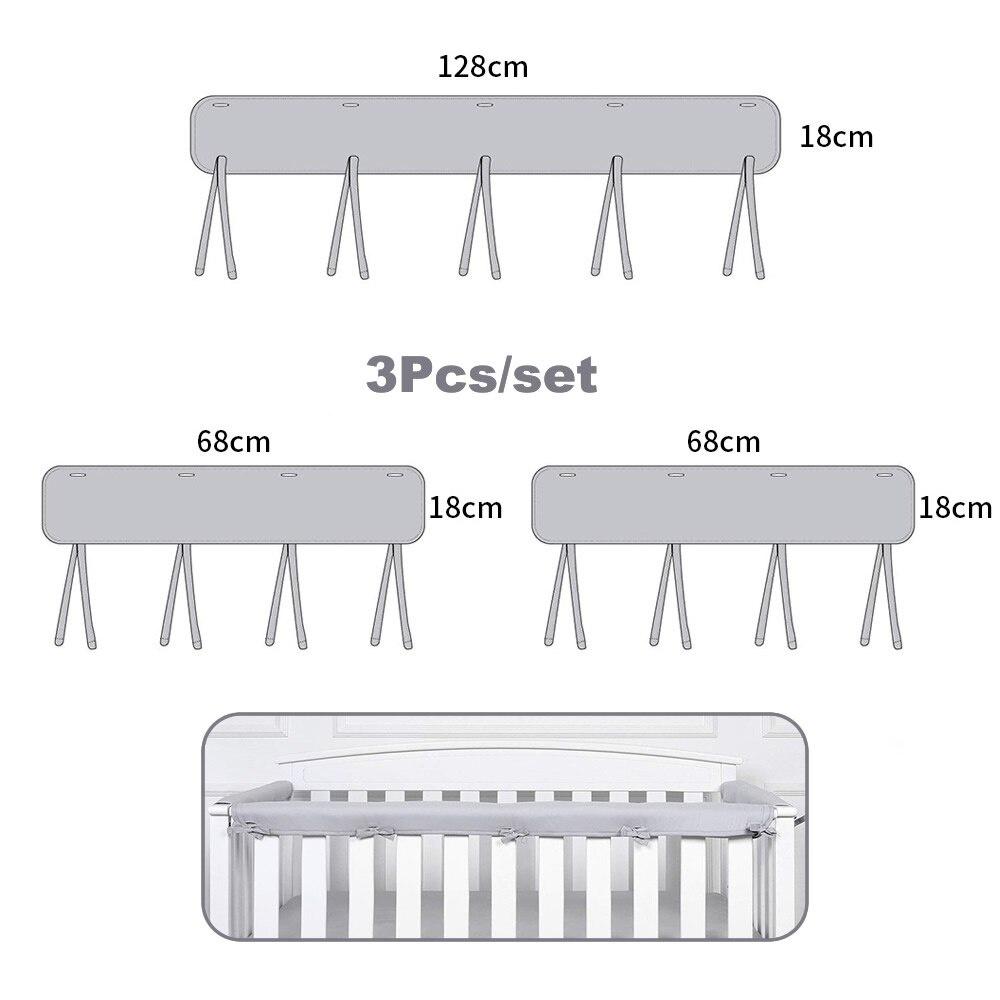 3 Pcs/Set  Anti-collision Crib Fence Wrap Edge Baby Crib Anti-bite Rail Cover Newborn Bed Baby Teeth Protection Guardrail Cotton