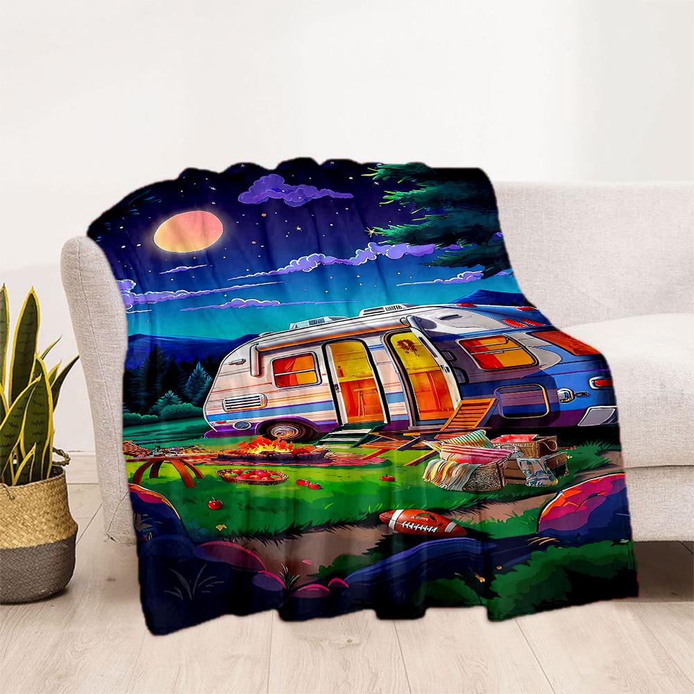 Lagerfeuernacht Abenteuerdecken sind für Wohnzimmer geeignet und somit eine ideale Wahl für Reisen im Freien und als Geschenke.