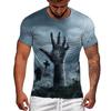 New Men's T-Shirts 3D Skull Printed Black Streetwear Short Sleeve Round-Neck Horror Halloween Man Tops Loose Fashion Gothic Tees