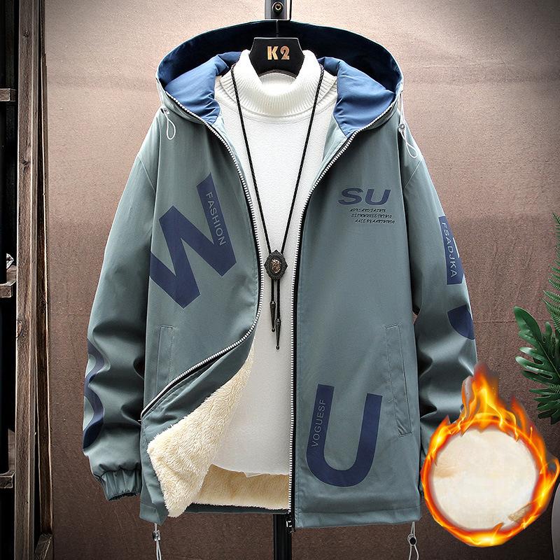 Spring, Men's Jacket Hooded Jacket New Short Fleece Trend Casual